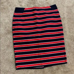 The Limited Pencil Striped Skirt Red, Navy & White